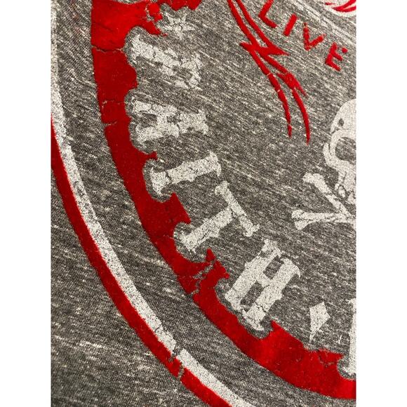 Raw State Redemption Long Sleeve Ragland T-shirt Gray Red Mens XXL NWT Velvet - Picture 8 of 14